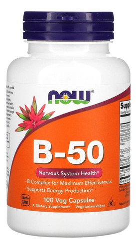 Now Foods Vitamina B-50 Producción Energía 100 Vegcaps Sfn Sabor Sin sabor