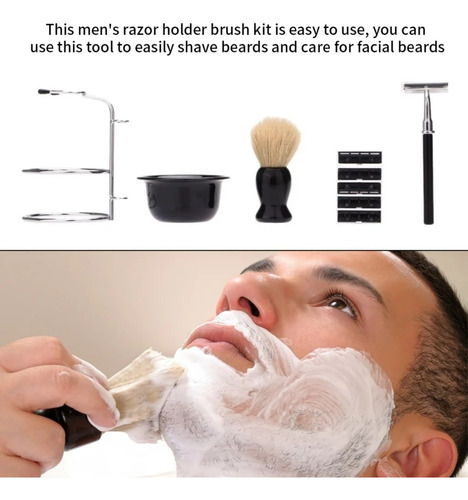 Barbería Set De Barba Hisopo Navaja Navajin Para Afeitar