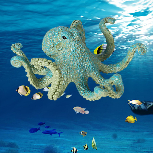 Nova Animal Model Figures Playset Plástico For Pulpo Azul B