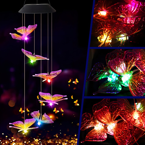 Luces Solares Con Diseño De Colibrí Y Campanilla De Viento