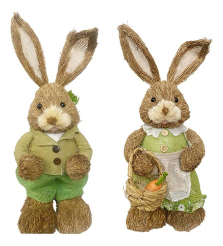 Coelho Páscoa Hiperfesta Decoração Palha Casal 46cm