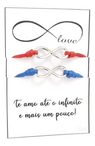 Conjunto 2 Pulseiras Casal Infinito Love Presente Namorados