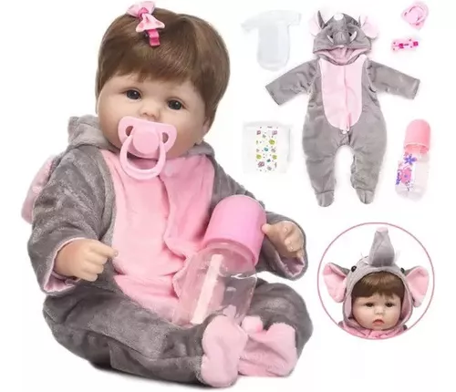 Bebê Reborn Boneca Brastoy De Silicone Rosa Presente para Crianças