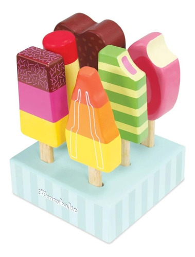 Juego De 6 Paletas Helados Madera Multicolor Niños 2 Años+ 