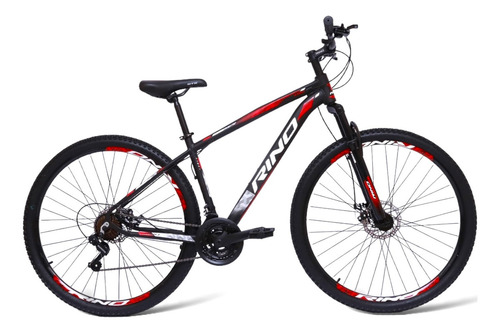 Bicicleta Aro 29 Alumínio 24v Rino Start Mtb Disco Suspensão Cor Preto/vermelho Tamanho Do Quadro 21