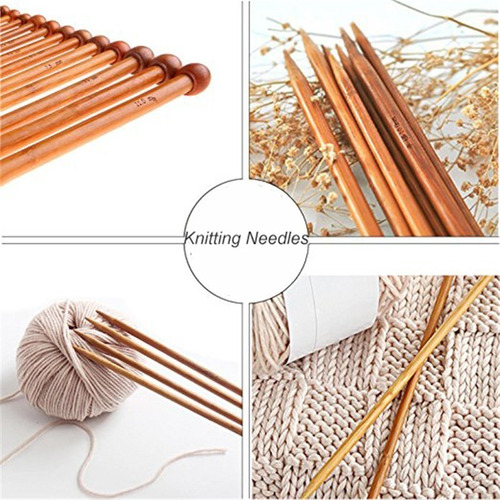 Imagen 8 de 9 de Set De 36 Palillos Rectos De Bambu Para Tejer - 35cm