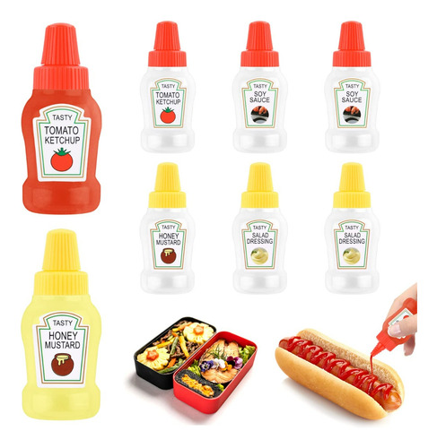 8 Botellas De 25 Ml, Mini Botellas De Ketchup De 25 Ml