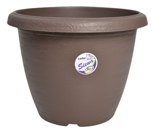 Vaso Redondo Siena Para Plantas E Flores 20cm De Plástico Cor Marrom