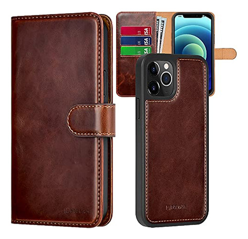 Puloka Unisex iPhone 12/12 Pro Leather Flip Funda De Wallet