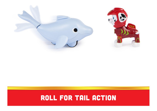 Boneco De Ação Paw Patrol Marshall Aqua Pups Com Golfinho