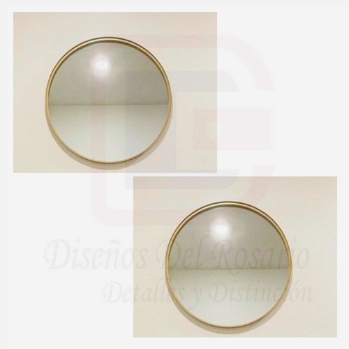 Espejo Set X 2 Circular 80 Cm Marco Dorado Elegantes Moda (Usado)