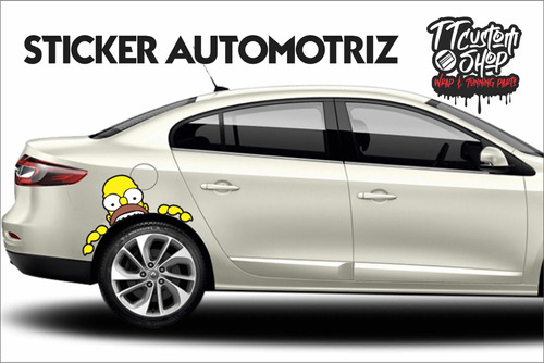 Sticker Automotriz Salpicadera Auto Universal Homero Simpson