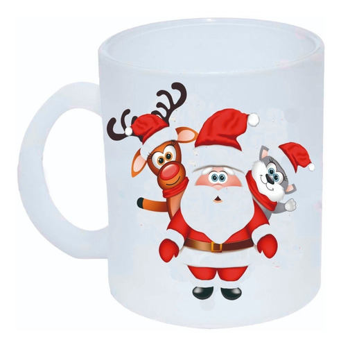 5 Mug De Vidrio Opalizado O Blanco De Navidad Personalizados