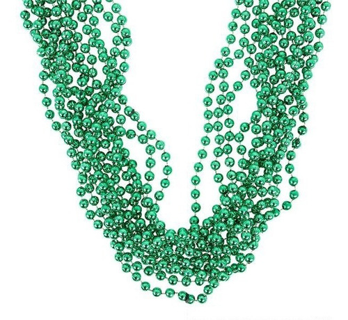 36 Collares Mardi Gras Verde Bolitas Perlas Carnaval