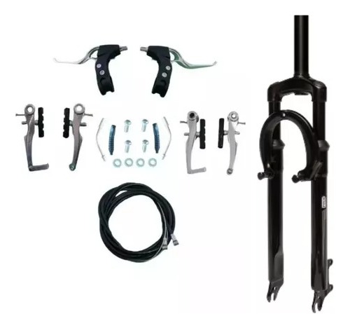 Garfo Suspensão Aro 26 Bike 21,1mm + Freio Alumínio Vbreak