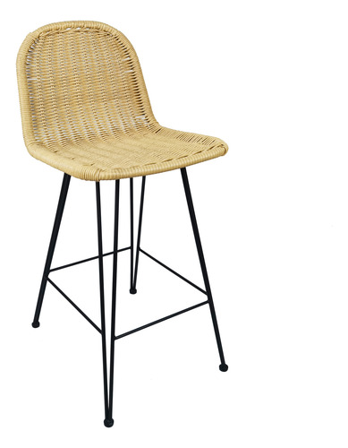 Juego 4 Banquetas Altas Taburetes De Rattan Natural Ottawa