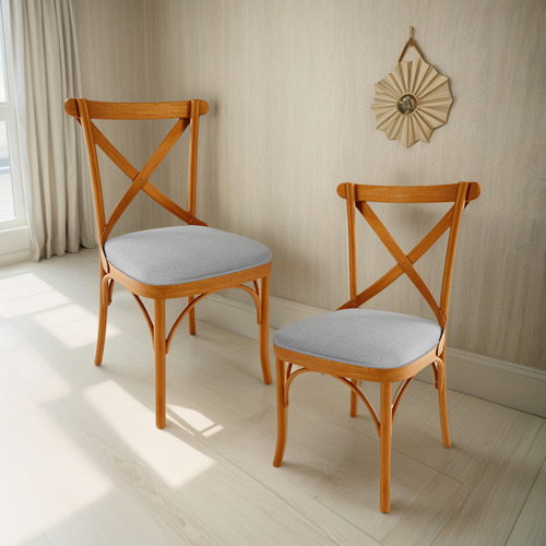 Kit 2 Cadeiras Sala Jantar Living Estofada Ávila Linho Cinza