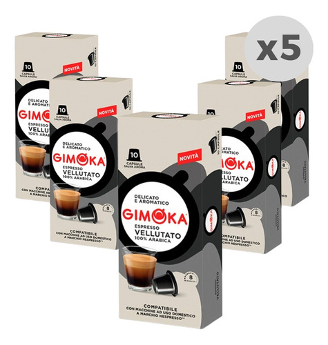 Cápsulas De Café Gimoka Espresso Vellutato 10 Cápsulas X 5