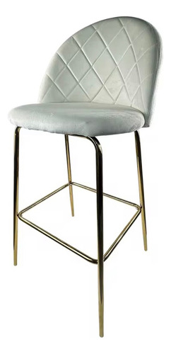 Set X2 Banqueta Barra Desayunador Tapizada Pana Davis Metal Dorado Natural