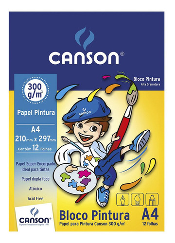 Bloco De Canson A4 300 G/m² Pintura C/12 Fls - Canson 667091