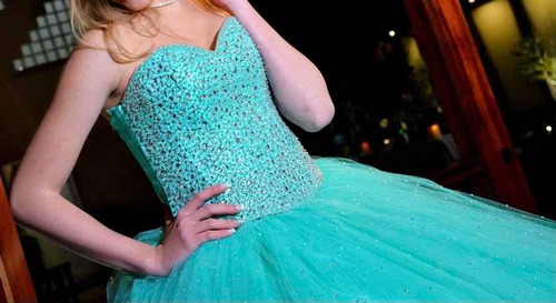 Imagen 2 de 7 de Vestido De Xv Agua Marina