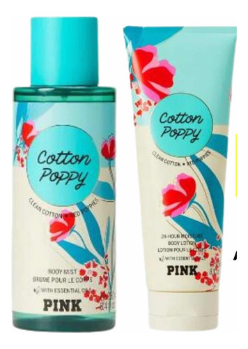 Victoria Secret Pink Cotton Poppy Mist Y Locion Set