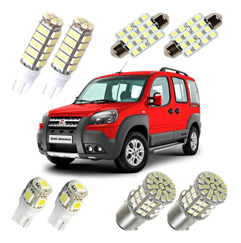 Kit Super Led Doblô Adventure Pingo Teto Placa Branca Xenon