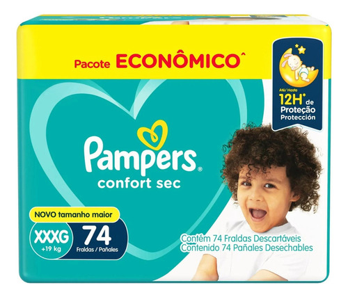 Fraldas Pampers Confort Sec Extra extra grande (XXXG) x 74 unidades