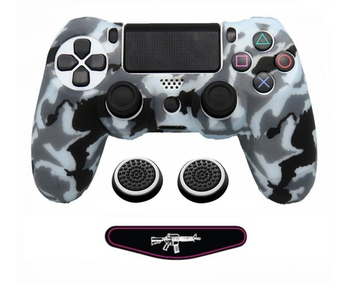 Funda Joystick Ps4 + 2 Cubre Grips Color + Light Bar Decal