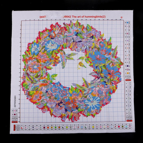 . Kit De Estampado Cuadros Colibríes Flores 14ct 51x50cm