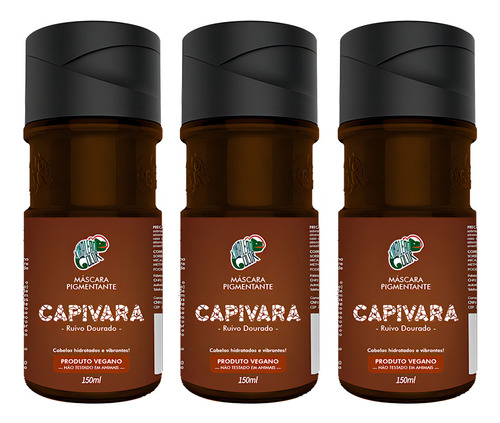 Kit 3 Máscaras Pigmentantes Capivara 150ml Kamaleão Color Tom Ruivo dourado