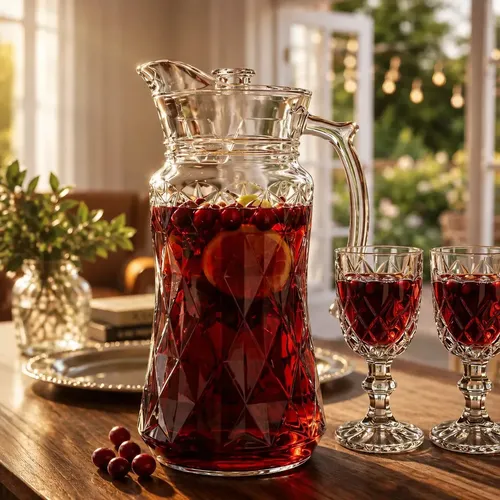 Jarra  Diamante 1,8l Vidro Cristalino Transparente Design Moderno Elegante Água Suco Mesa Cozinha M&k Home Store