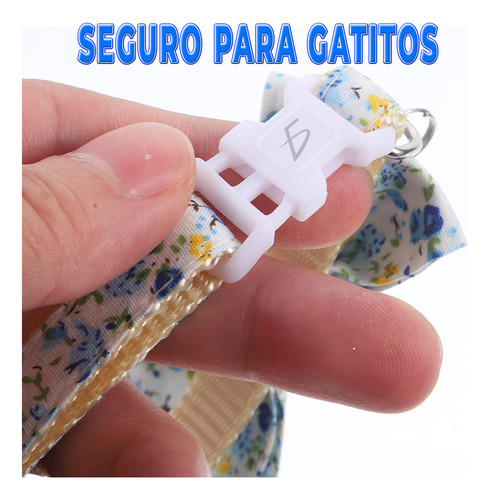 4 Collar Seguro Moño Cascabel Perro Gato Mascota Ajustable Color Blanco Mono Tamaño Del Collar S Ele-Gate