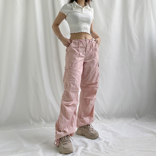 Pantalones Cargo For Mujer Hippie Joggers Y2k Aesthetic #v