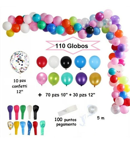 Set Arco Orgánico 110 Globos - Varios Colores - Globifiesta