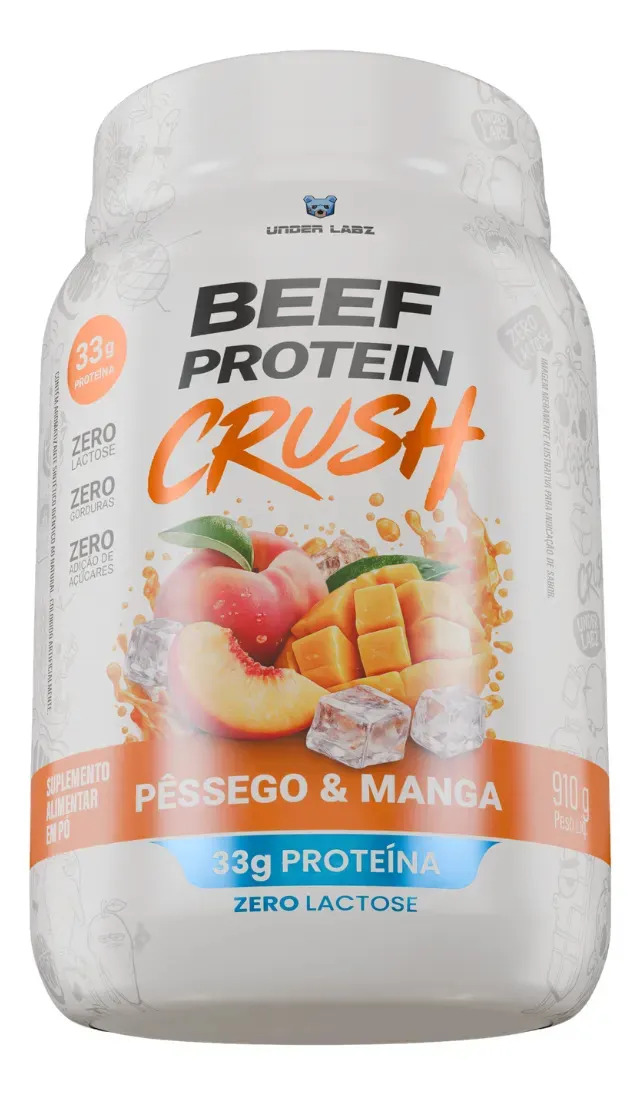 Whey Beef Protein Zero Lactose Zero Açúcar 910g Underlabz Pêssego e Manga