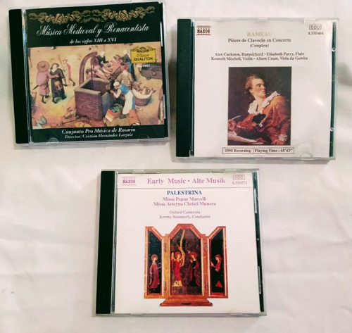 Música Medieval Y Renacentista /palestrina /rameau. 3 Cds. 