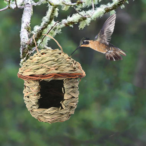 Casa Para Pájaros De Hierba Para Colgar, Casa Para