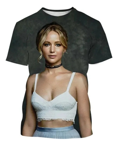 Q Camiseta De Manga Corta Con Estampado 3d Jennifer Lawrence