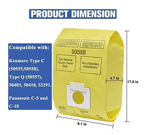 Bolsas De Aspiradora Tipo Cartucho Para Kenmore Canister C/q