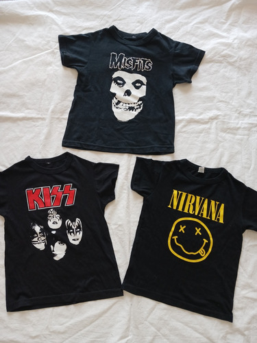 Lote Remeras Niño Niña Kiss Misfits Nirvana Bandas Punk Rock