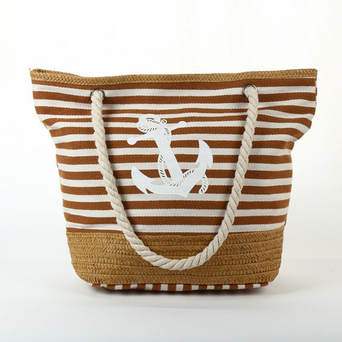 Imagen 3 de 6 de Bolso De Playa Para Mujer, Diseño De Rayas Con Flecos