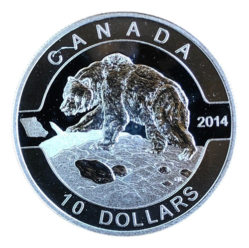 Robmar-8 Canadá (el Oso Grizzli) Proof 1/2 Onza Plata 0,9999