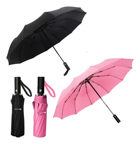 Paraguas De Pareja Bolsillo Sombrilla Lluvia Proteccion Uv Color Negro Diseño De La Tela Liso