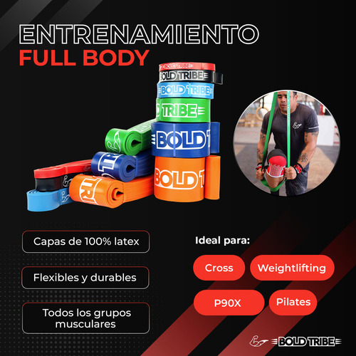 Bold Tribe Liga de Resistencia Verde #4 Banda Elástica de 22-56 kg Bandas de Resistencia Para Ejercicio Cross Training Calistenia y Entrenamiento Funcional Gym en Casa