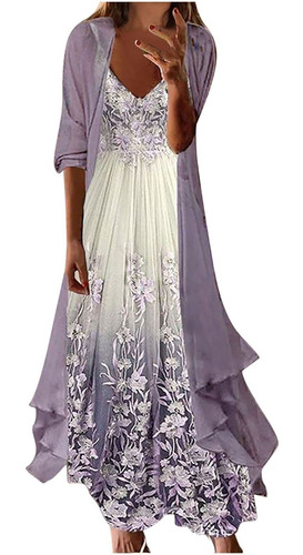 Dama S Summer Long Sleeve Smock Dress Two Piece Set Maxi