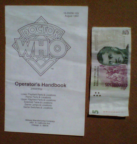 Flipper / Pinball Doctor Who Manual Del Operador Y Esquem.