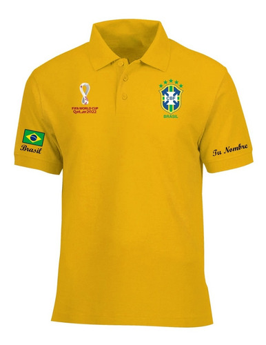 Camiseta Personalizada Brasil Qatar 2022, Logos Bordados