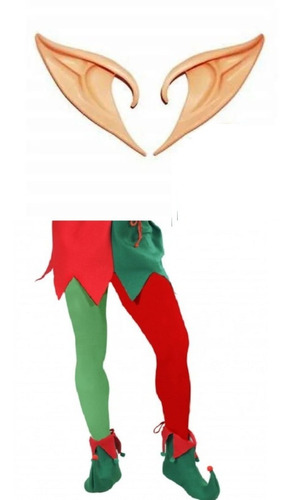 Combo Disfraz Elfo Medias Orejas Elficas Navidad Halloween