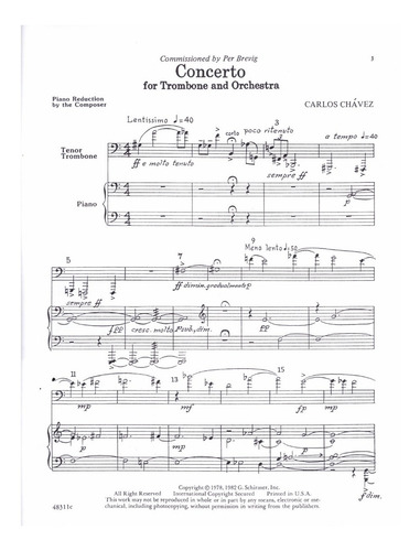 Carlos Chavez: Concerto For Tenor Trombone And Piano.